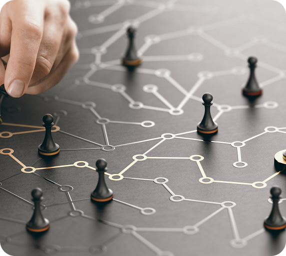 لوحة تخطيط إستراتيجي مع نقاط مترابطة